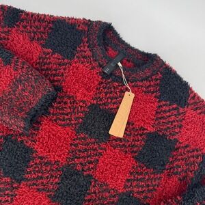 SKIMS Cozy Unisex Pullover Buffalo‎ Check Red Black Sweater S/M NWT